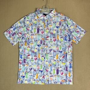 Michaels Shirt Mens L Multicolor Summer Cocktail Party Print Short Sleeve‎